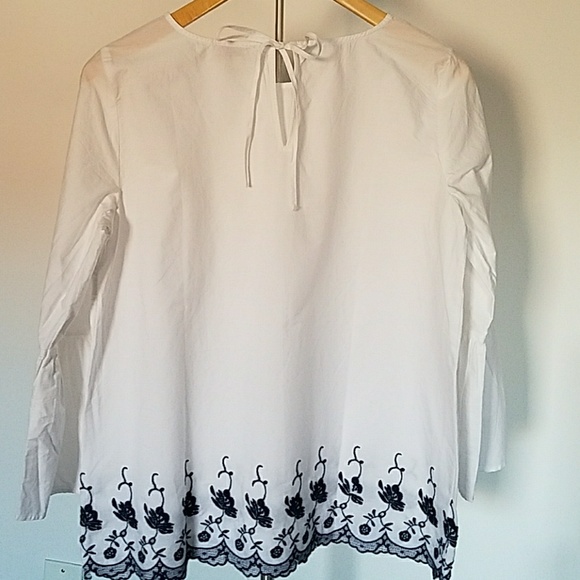 Loft White Top with floral embroidery. - Picture 8 of 8
